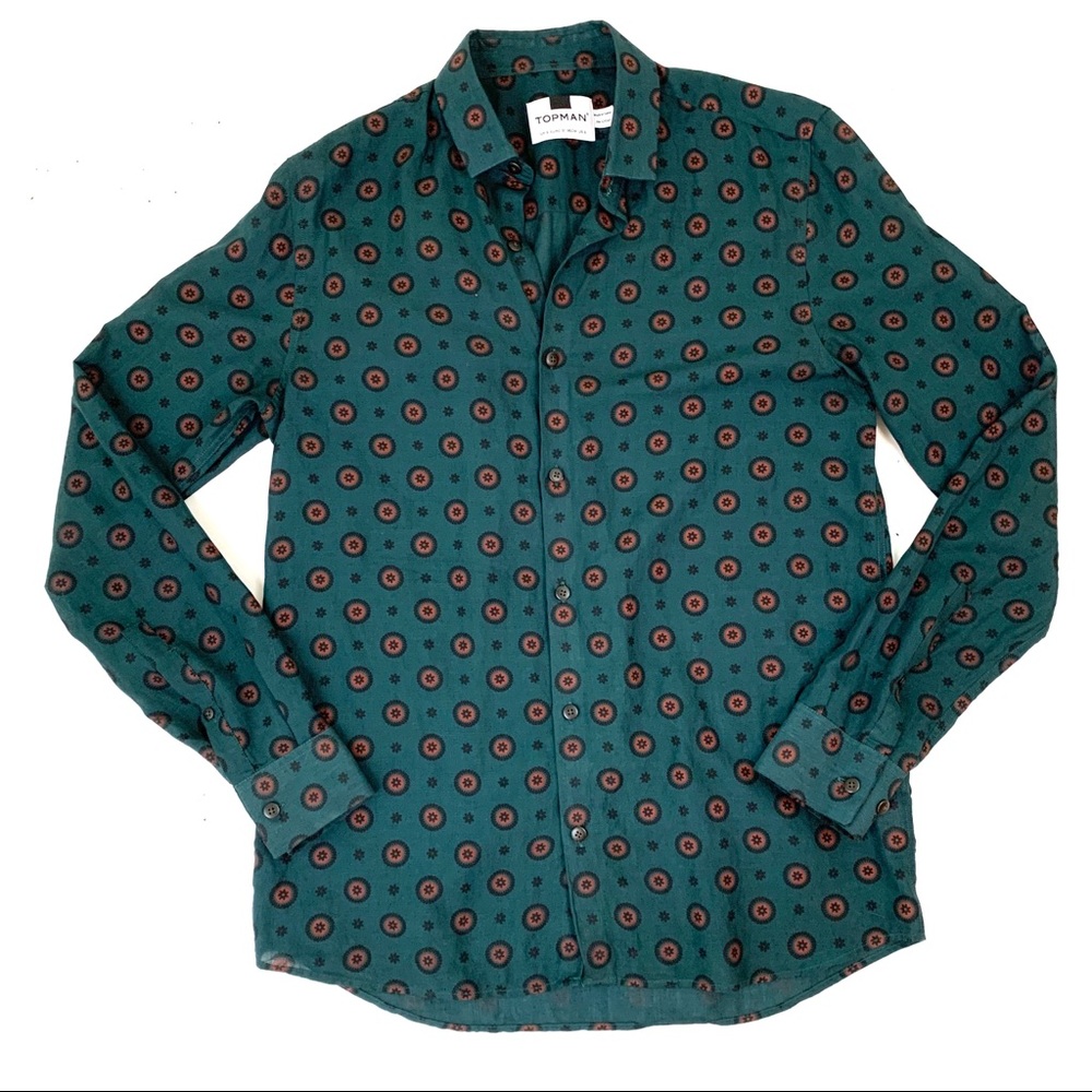 Topman Green Button Down Shirt